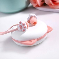 3.5mm In-ear Earphone Cartoon Cat Paw Childs Headset With Rotate Case For Smart Mobile Phones