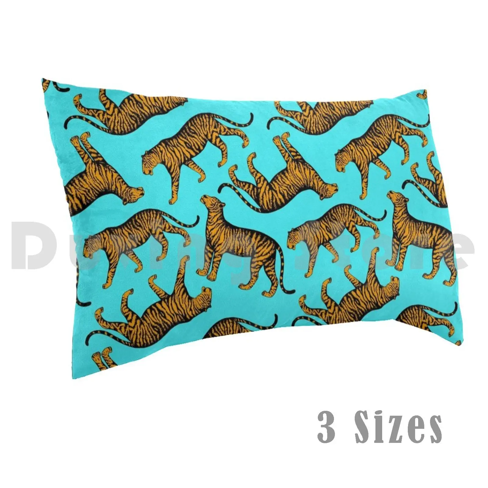 Tigers ( Blue And Marigold ) Pillow Case Printed 50x75 Tiger Tigers Panthera Tigris Panther Panthera Feline