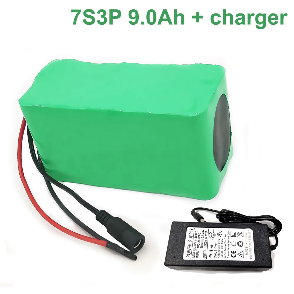 

24V 9Ah 25.9V 18650 Li-ion Battery Pack E-Bike electric bicycle 7S3P With charger