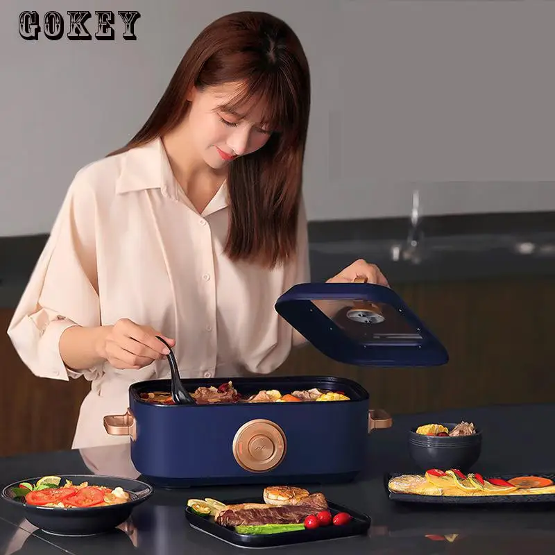 5l Large Capacity Electric Hot Pot Multifunctional Household Korean One Electric Frying Pan Cooking Non-stick Shabu/fried/fried