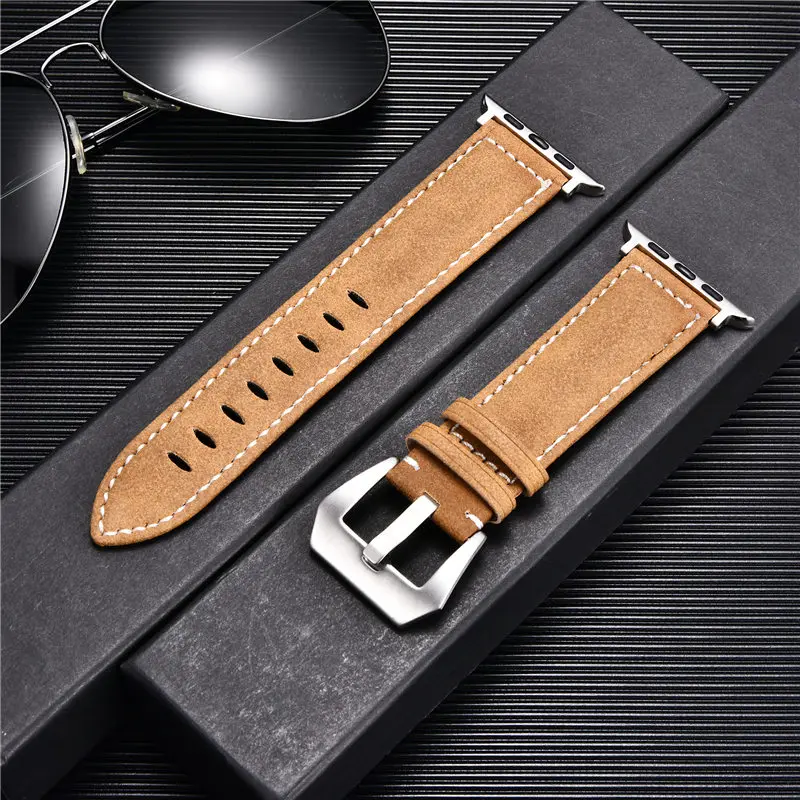 

Rough Retro Men Leather Watchbands for Apple Watch 8 7 6 SE 5 4 3 Replace Watch Strap 38mm 40mm 41mm 42mm 44mm 45mm for iwatch