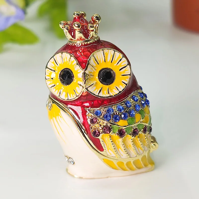 Ring Jewelry  Box Owl Art Crafts Home Decoration Metal Ornaments Enamel Storage Box Container Creative Gifts Room Modern