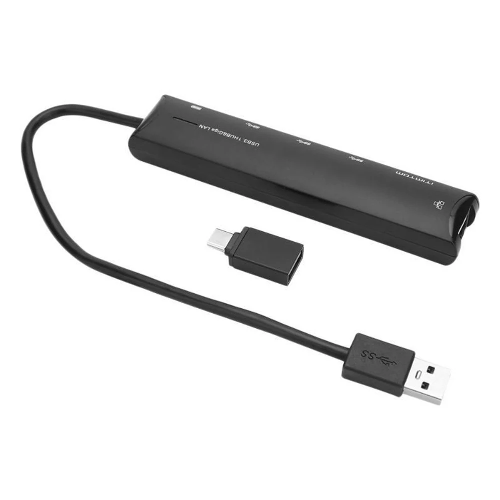 3 منافذ USB 3.0 إلى RJ45 محور جيجابت LAN محول إيثرنت مع موصل USB-C