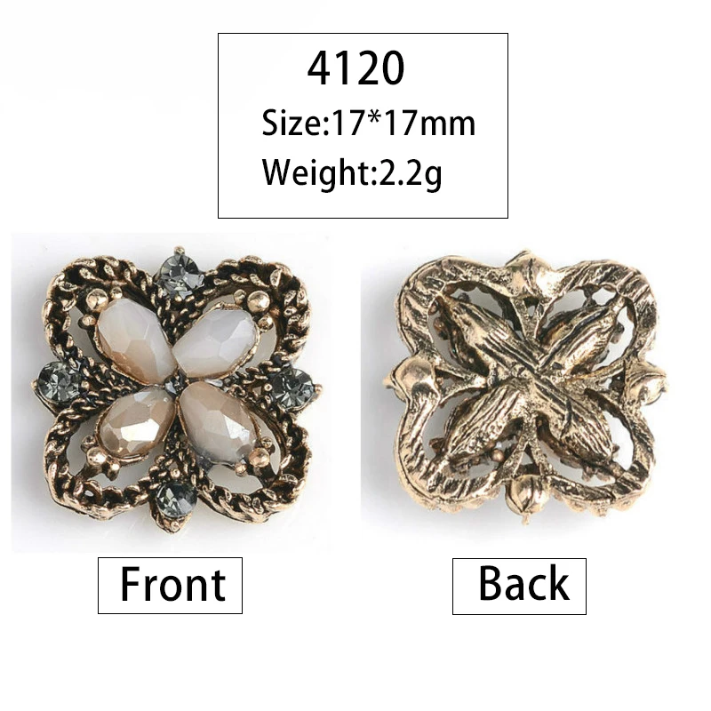 10PCS Factory Direct Assorted Styles Crystal Rhinestones Vintage Brooch Accessories for Women DIY Flatback Scrapbooking Crafts