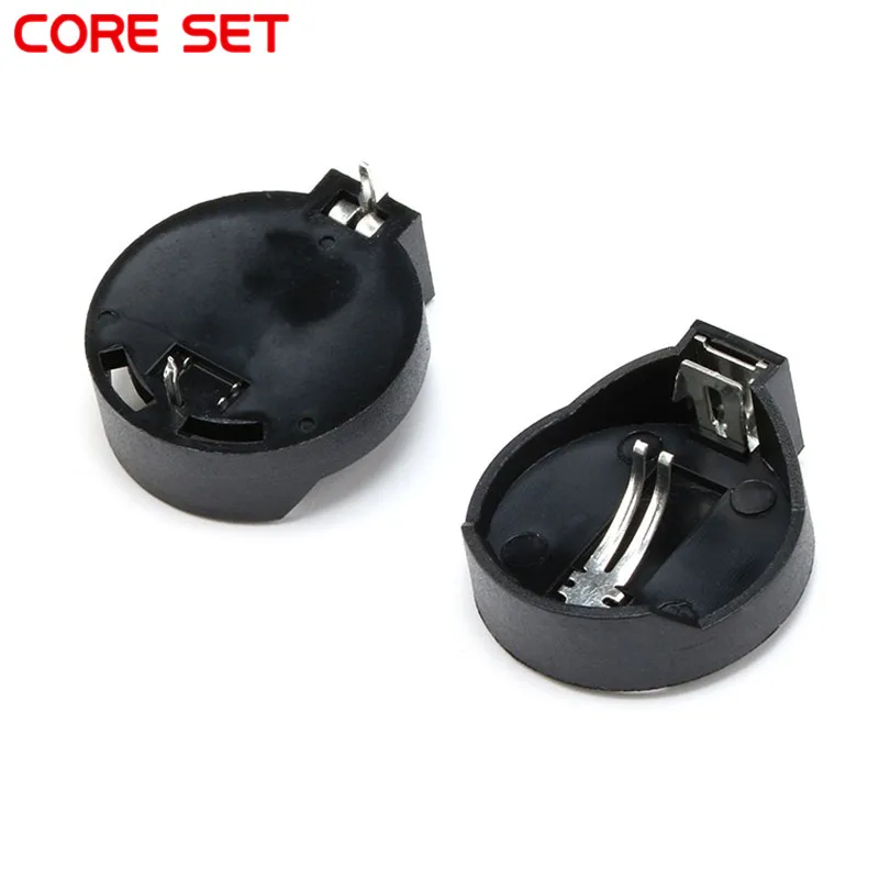 100pcs CR2032 CR2025 CR2016 Battery Holder Coin Cell Holder Box Case Socket cr2032 with 2Pins 3V Black Mounting Lead Need Solder