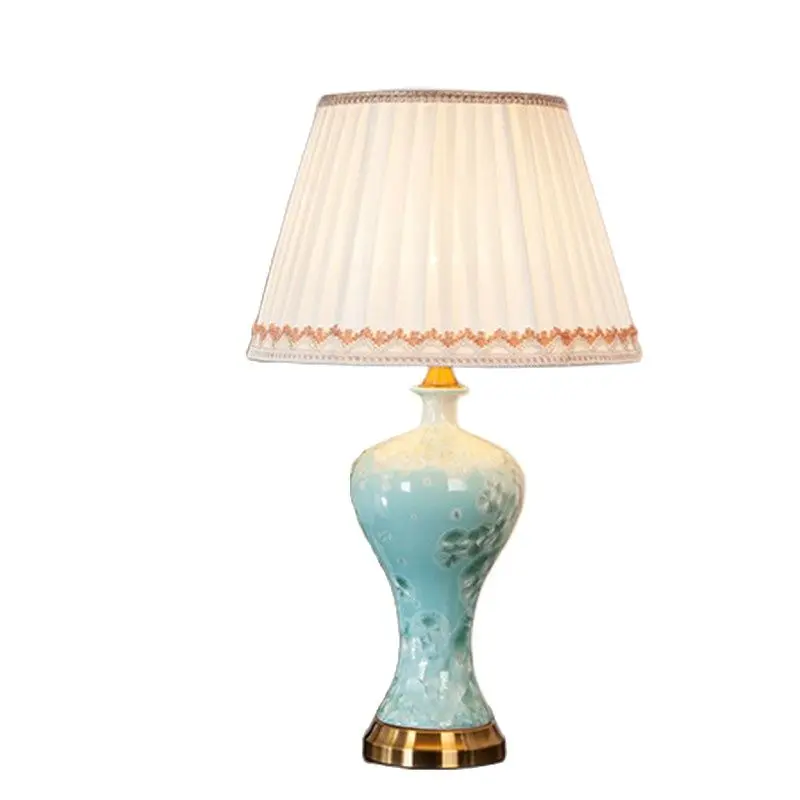 

Modern European Blue Ceramic Table Lamp Bed Room Bedside Foyer Study Desk Reading Light TD056