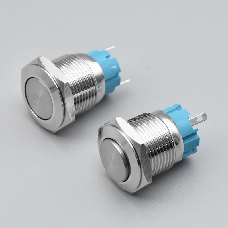 16 مللي متر 19 مللي متر 22 مللي متر 2pin لوحة ثقب المعادن زر التبديل السلطة دفع زر شقة عالية رئيس الذاتي قفل/إعادة تعيين لحام IP67 1NO