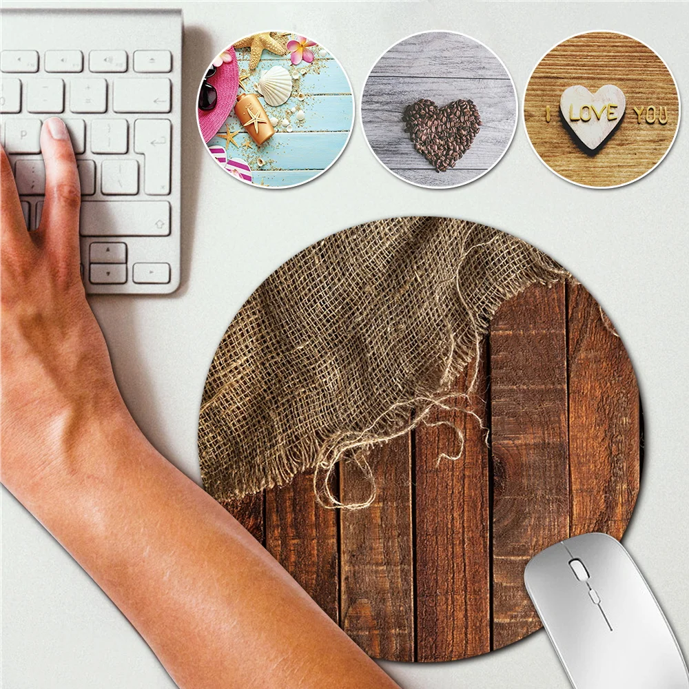 

22x22 Cm Universele Anti-Slip Mat Mouse Pad for Laptop Pc Lederen Gaming Muizen Mat Wood Pattern Bureau Kussen Mode Mat