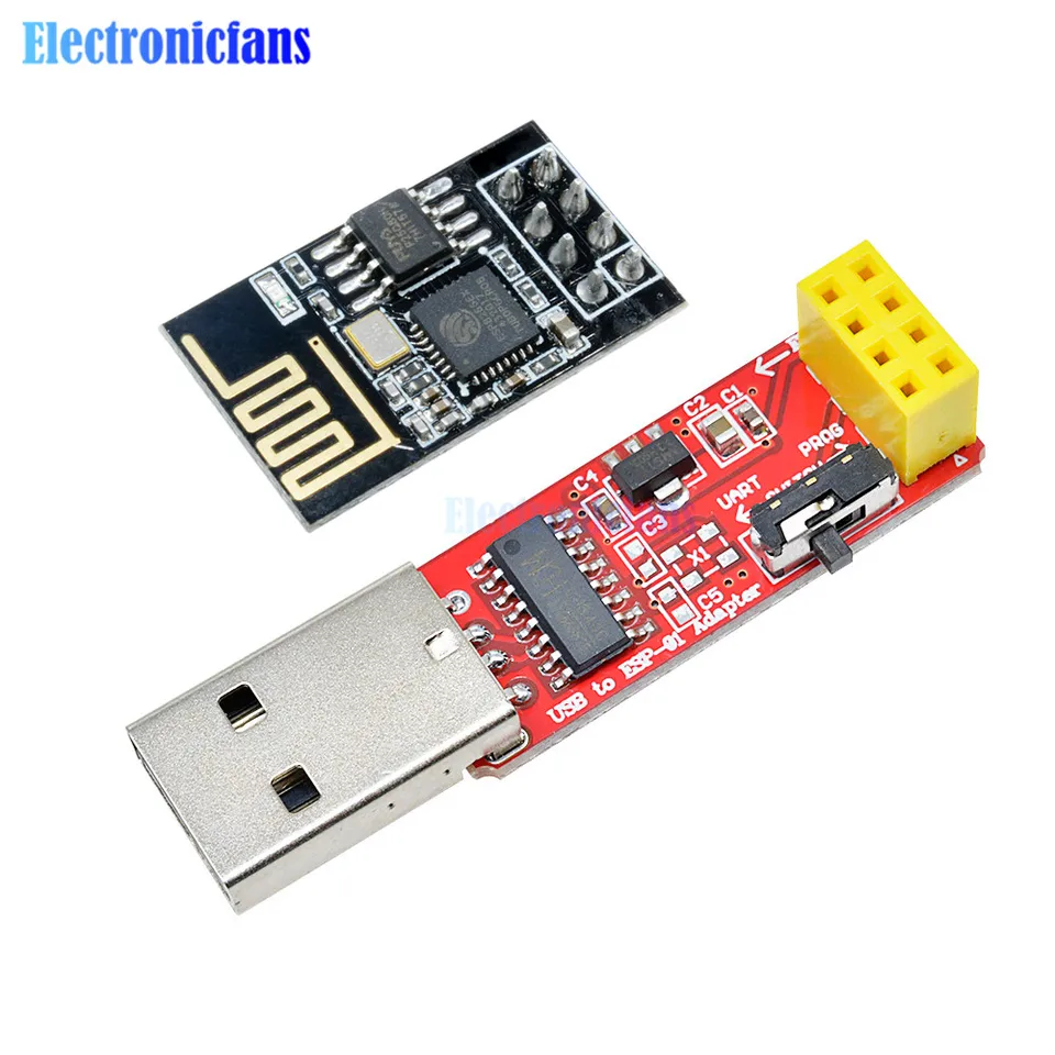 Wishiot ESP8266 ESP-01S Module émetteur-récepteur sans fil WiFi 4 Mo Flash 3,3 V Module Wi-Fi compatible avec Ar-duino IDE (lot de 5