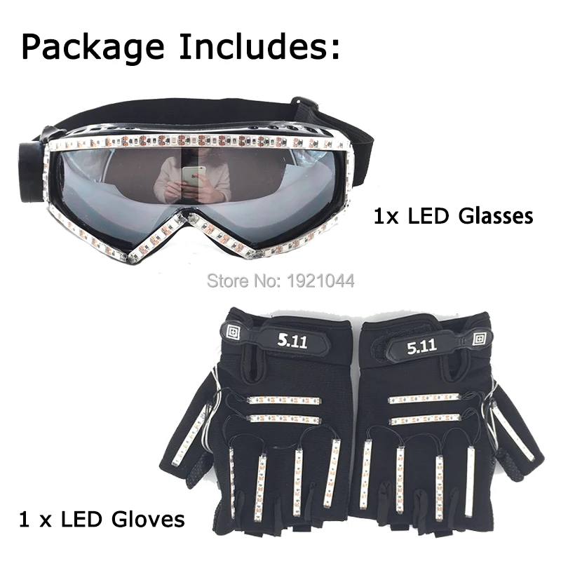 New High Quality LED Laser Gloves + LED Light up LED Glasses Bar Show Glowing Costumes Prop Party DJ Dancing Lighted Suit