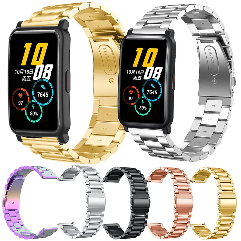 Watchbands For Huawei Honor Watch GS Pro / Honor Watch ES Stainless Steel Strap Metal Bracelet Wristband With Pins Accessories