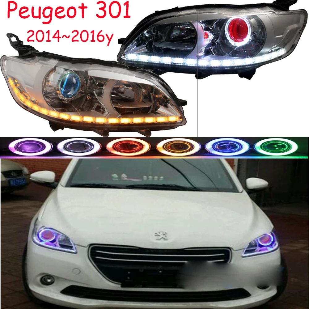 

2014 ~ 2016y автомобиля bupmer головной светильник для Peugeot301 головной светильник 301 автомобильные аксессуары светодиодный DRL ксеноновые противотуманные фары для 301 headlamp8 туман светильник
