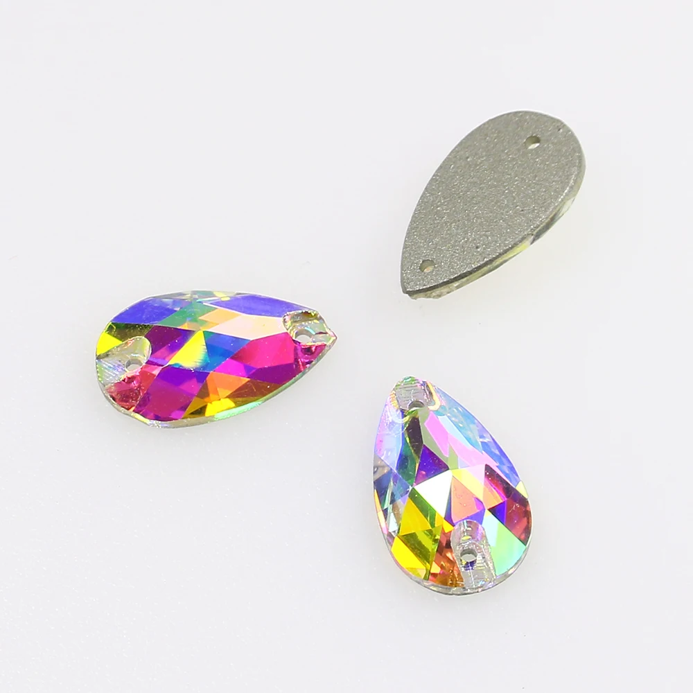 Teardrop Flatback Sew On Rhinestones For Needlework Applique Colorful K5 Glass Crystals Strass Sewing Gems Clothes Shoes Bags