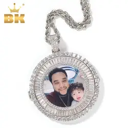 THE BLING KING Baguettecz DIY Photoes Memory Pendant Silver Color Tennis Chain Necklace Luxury Memorial Gift Low Price