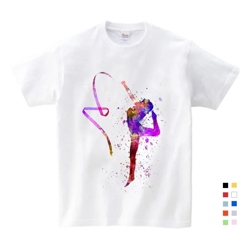 

Baby Kids Cartoon Rhythmic Gymnastics Printed T-shirt Children Birthday T-shirts Boy&Girl Funny Gift Short Sleeves Shirt Present