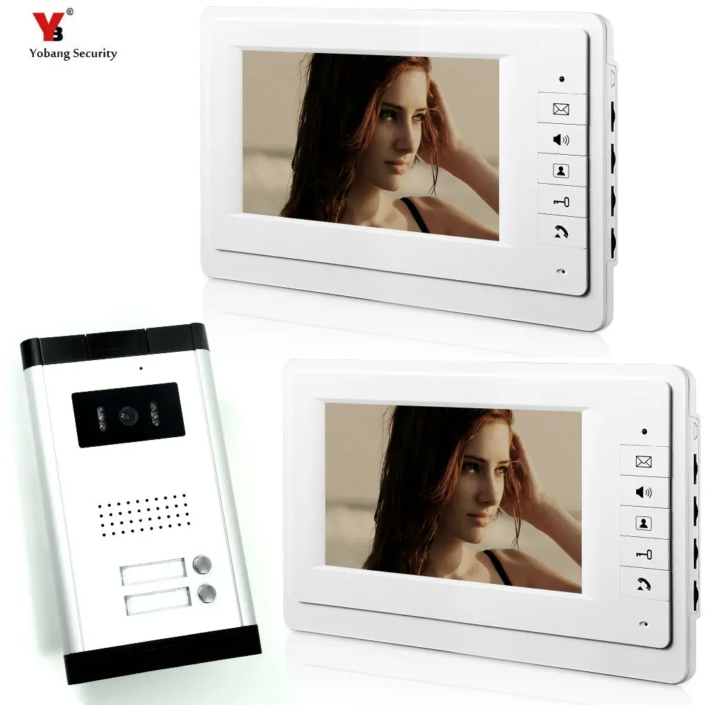 Yobang Security 2 Apartment/Family Video Door Phone Intercom System Doorbell Camera with 2 button 2/1Monitor Waterproof