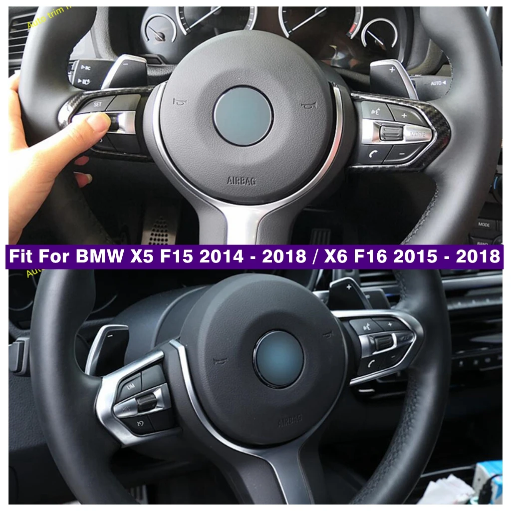 

ABS Matte / Carbon Fiber Car Steering Wheel Button Decoration Cover Trim Frame For BMW X5 F15 2014 - 2018 / X6 F16 2015 - 2018