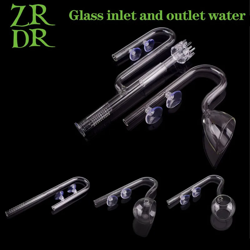 ZRDR skimmer Glass lily pipe spin surface inflow outflow 13/17mm aquarium water plant tank filter ADA quality Fish Tank Filter