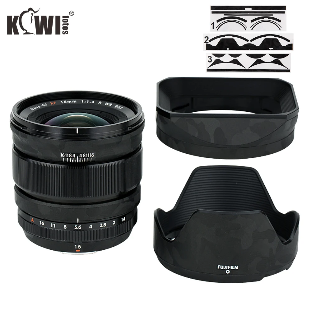 Película protectora de lente antiarañazos para cámara FUJINON XF16mm F1.4 R WR, Protector de lente LH-XF16 FUJIFILM, piel 3M Stikcer Shadow, color negro