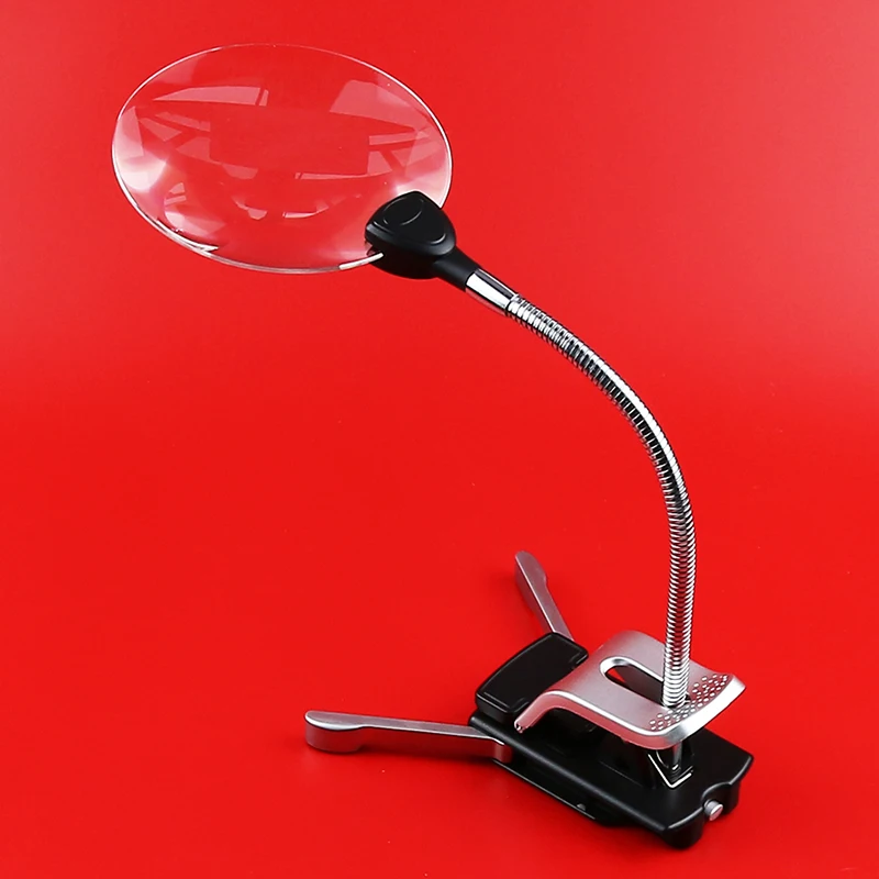 Loupe de bureau à Clip 2,5x10x, loupe à double usage avec lumière Led, loupe de lecture et d'entretien multifonction