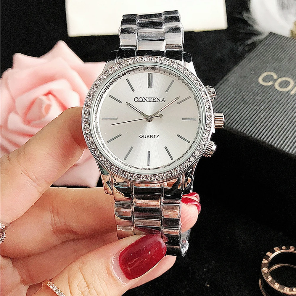 Women\'s Silver Stainless Steel Luxury Elegant Dress Quartz Analog Wrist Watch Amazon.com: Taxau Womens Silver Watch Black Face Elegant  main image 4