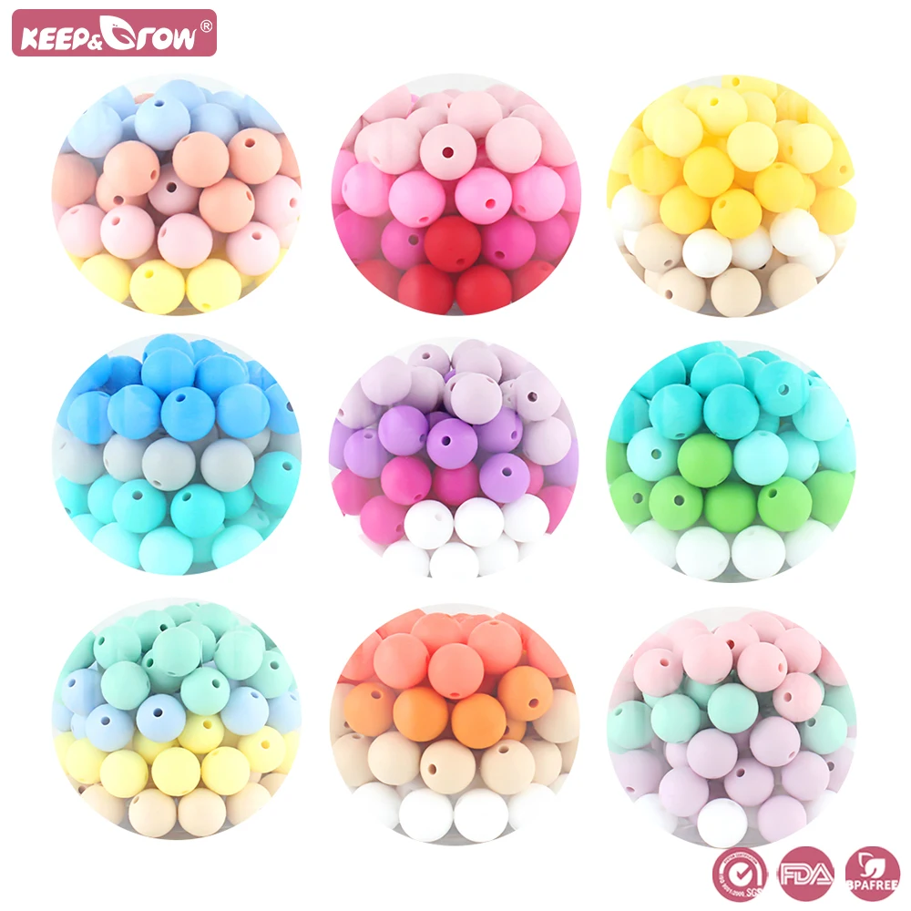 20pcs 12mm Silicone Beads DIY Pacifier Chain Accessories BPA Free Oral Care Chew Round Perle Baby Teething Beads For Babies