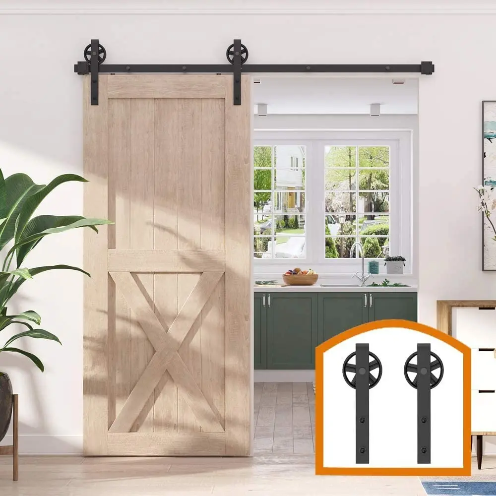 For Russian Vintage Industrial Wheel Sliding Barn Wood Door Interior Closet Door Kitchen Door Track Kit Track System Hardware