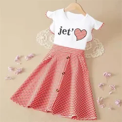 2026 Girls Dresses Cute Summer Kids Plaid Printing Dress Princess Party Clothes Teen Child Clothing Vestidos 6 8 10 12 13 Year