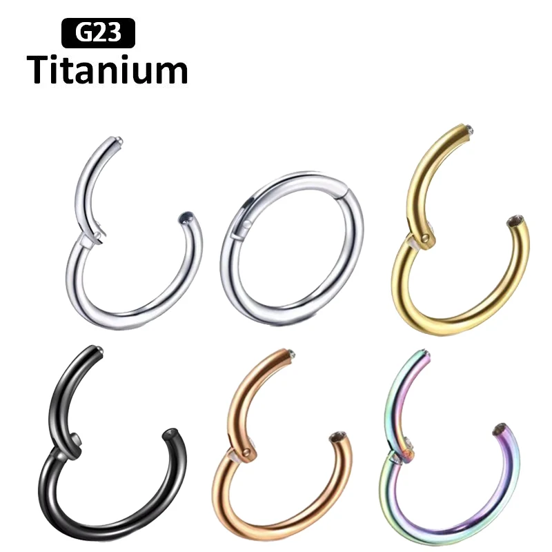 G23 Titanium Piercing Hight Segment Clicker Nose Ring Open Small Septum Hoop Nose Earrings Women Man Ear Nose Helix Body Jewelry