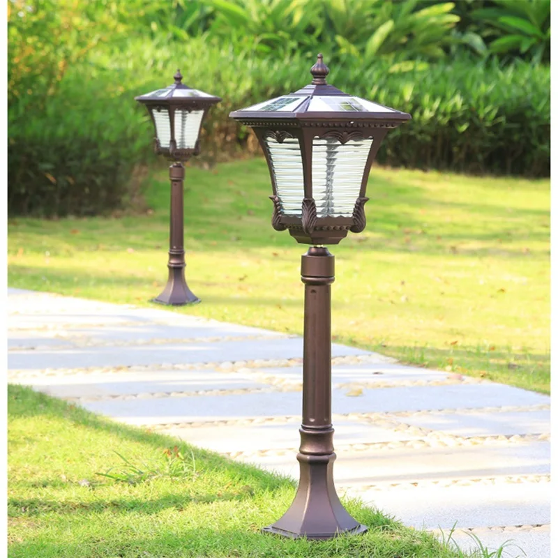 OUTELA Outdoor Lawn Lights Solar Retro Brown Garden Lamp LED Waterproof IP65 Home Decorative for Duplex