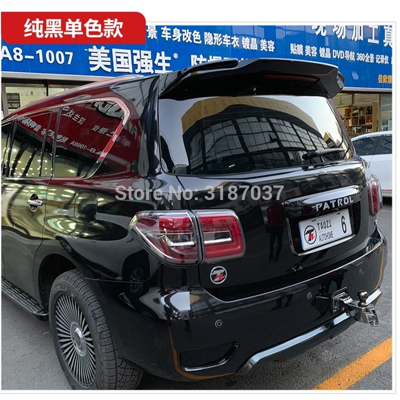 For Nissan PATROL Y62 2011-2018 ABS Plastic Black White Color Rear Roof Spoiler Wing Trunk Lip Boot Cover Car Styling