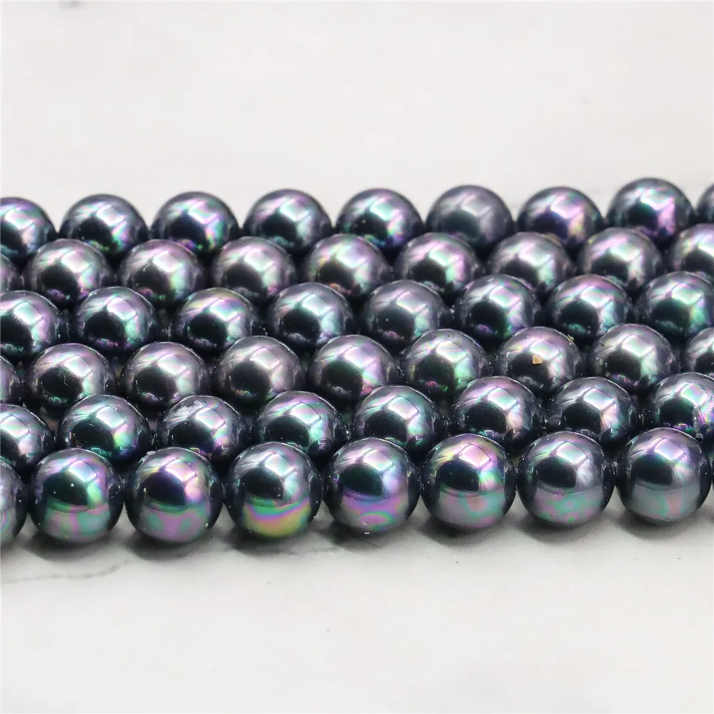 

Natural Stone 8mm Round Black South Sea Shell Pearl Loose Beads Hand Made Fashion Jewelry Making Design 15"BV176 Wholesale Price