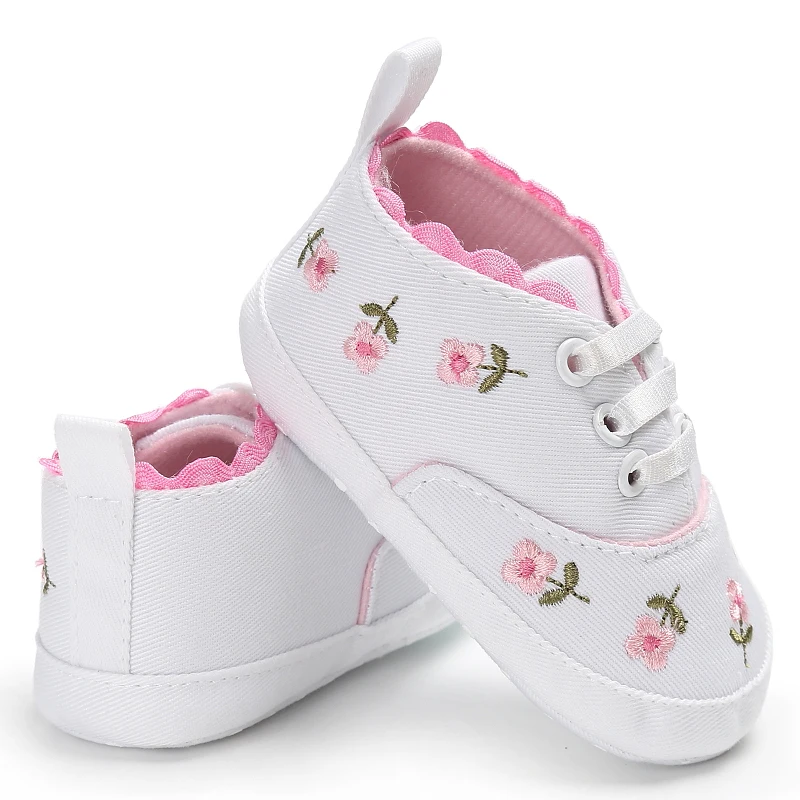 Prewalker Newborn Toddlers For Boys And Girls With Striped Floral Flat Non-Slip Cute Casual Walking Shoes 0-18 Months