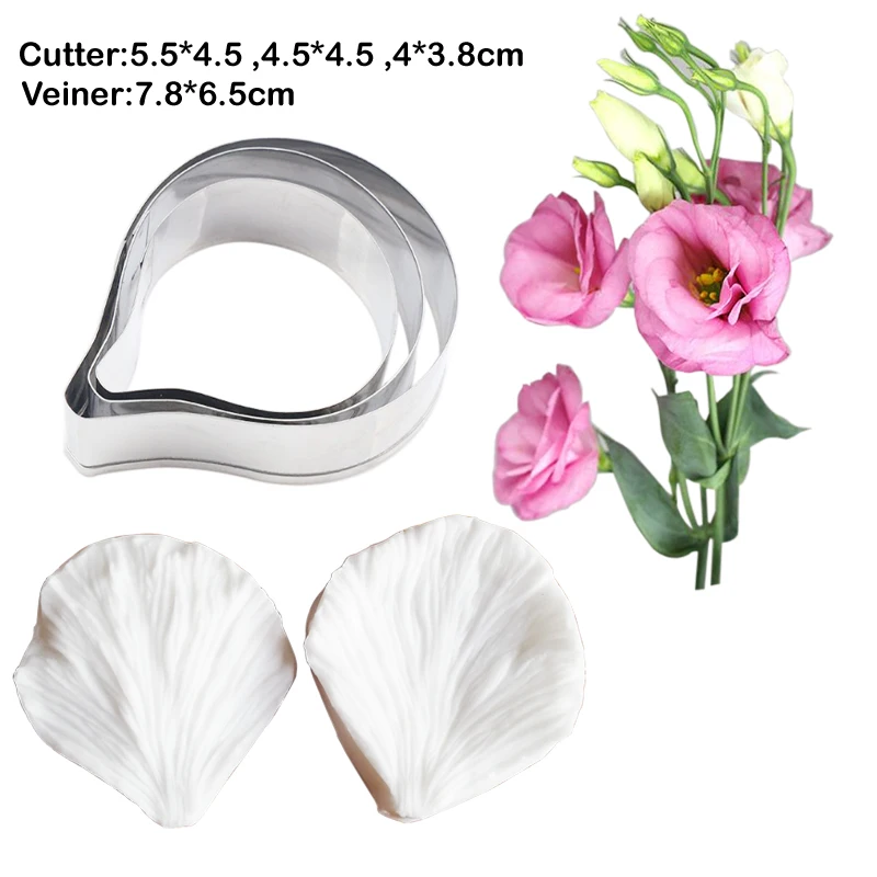 Eustoma Flower Veiners Silicone Mold DIY Fondant Cake Flower Gumpaste Baking Utensils,Surgarcraft Cutters CS400