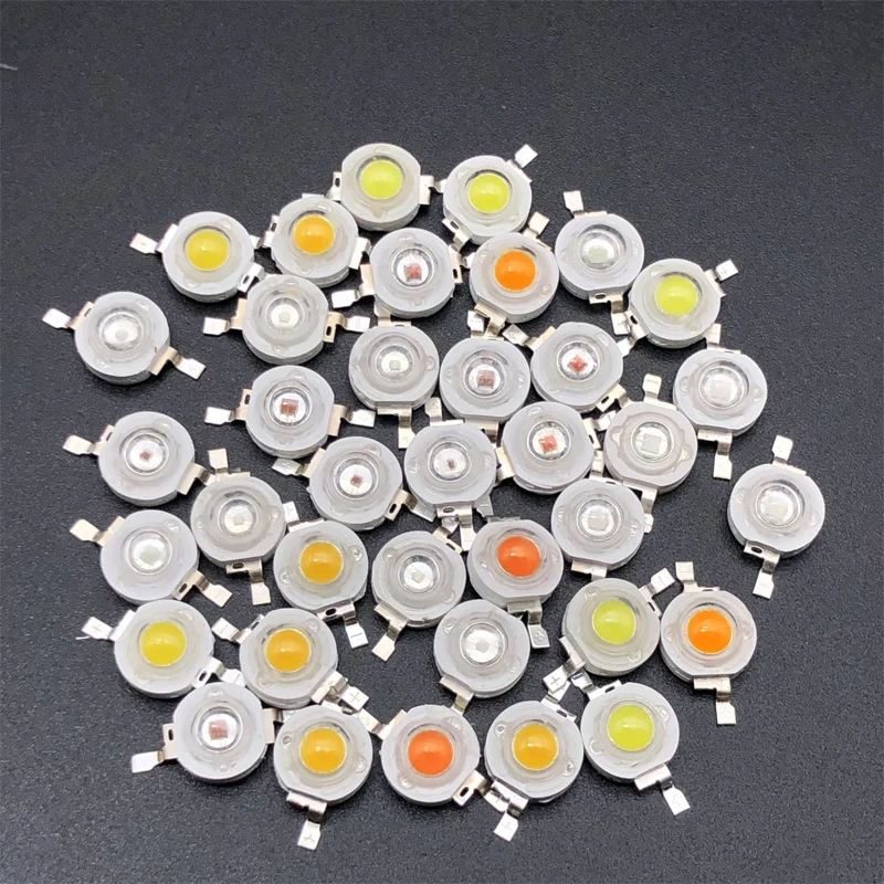 100szt 1W 3W High Power LED Chip Lamp Bulbs SMD COB Diodes Warm Cold White Red Green Blue Yellow 440 660nm Grow Light Beads