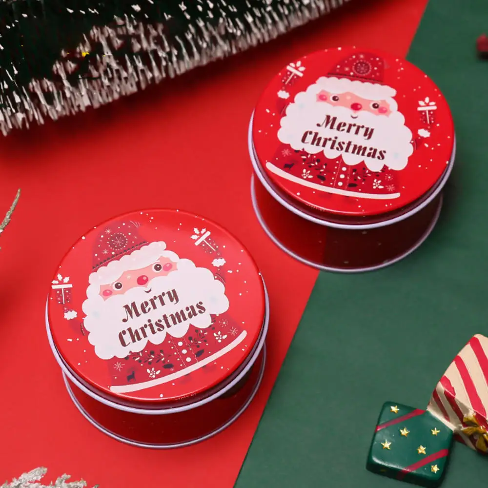 Christmas Tin Gift Box Metal Cookie Box Candy Storage Containers Tinplate Gift Boxes with Lids for Xmas Holiday Party Supplies