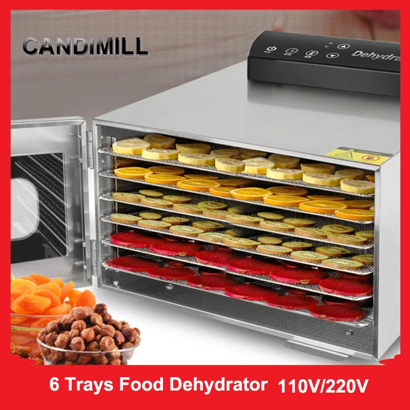 

CANDIMILL 6 Trays Food Dehydrator Small Home Dried Fruit Machine Fruit Vegetable Herb Meat Fish Drying Machine