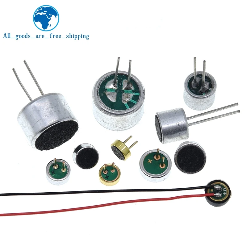 TZT 10PCS/LOT Microphone 9x7mm 9767 6x5mm 6050 6x2.2mm 6022 4.5x2.2mm 4522 4x1.5mm 4015 Electret Microphone with 2 pin pick-up