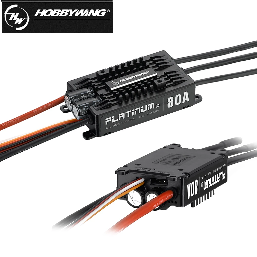 Hobbywing Platinum V4 25A/ 60A/ 80A/ 120A/ 130A/ 200A HV Brushless ESC BEC Output For RC Fixed-Wing Airplane Helicopter 3D EDF