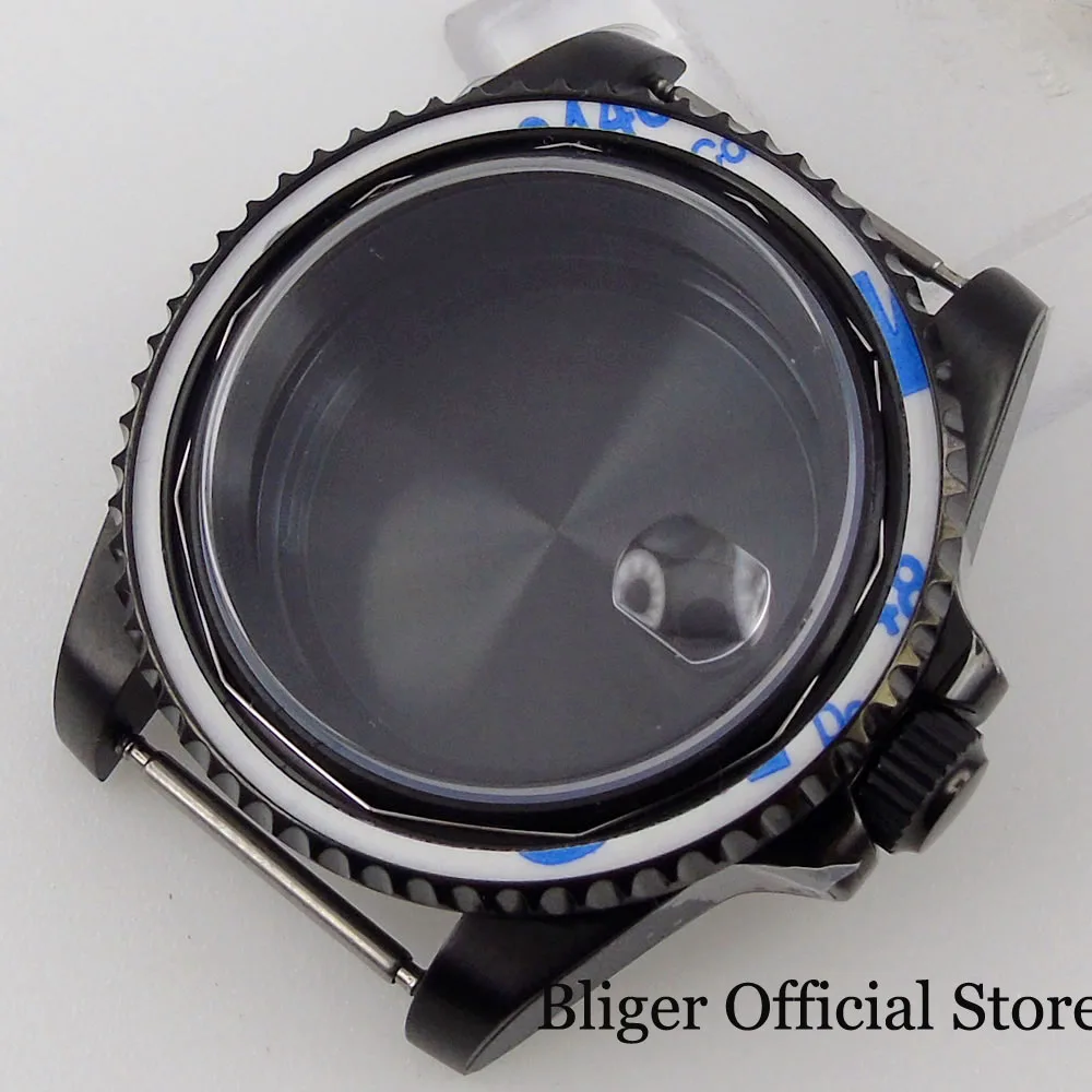 BLIGER New 100M Waterproof 40mm Watch Case 120 Clicks Sapphire Crystal fit NH35A eta2824 PT NH36A Screwdown Crown No Insert