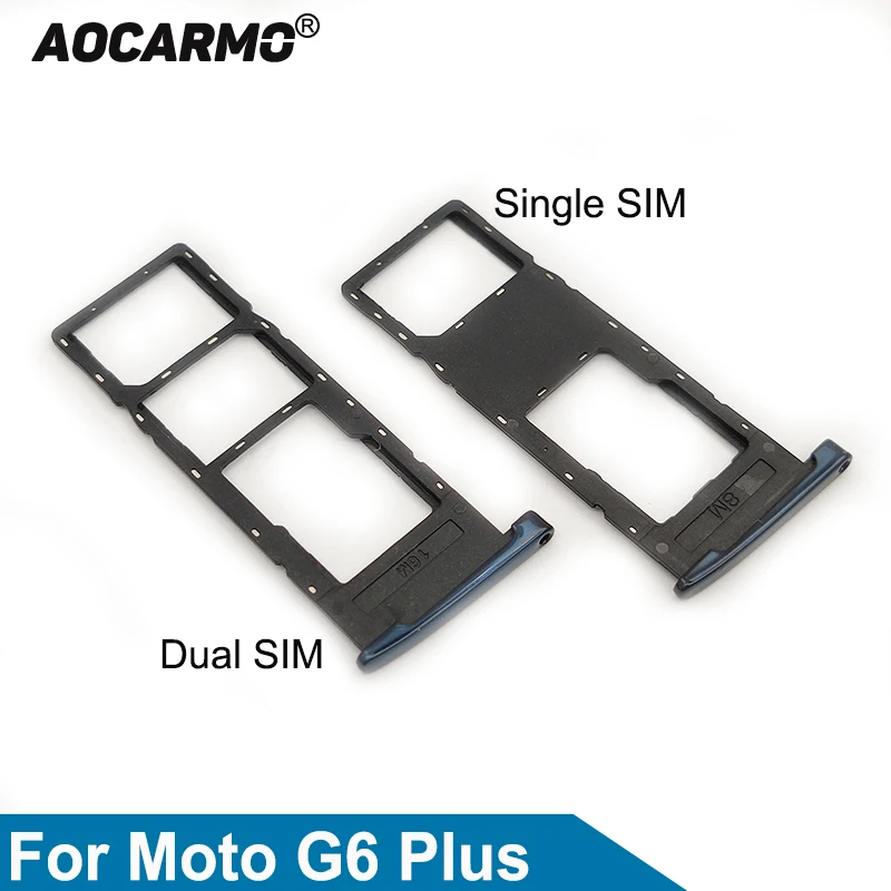 

Aocarmo For Motorola Moto G6 Plus Dual & Single Sim Card MicroSD Holder Nano Sim Card Tray Slot Replacement Part