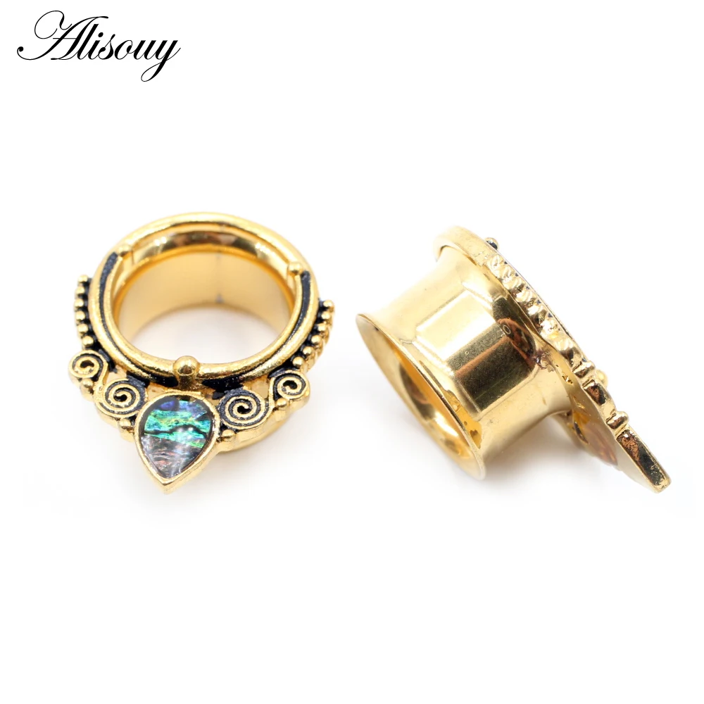 Alisouy new earrings body jewelry piercing Steel ear gauges expander plugs and tunnels with shell logo design 2pcs lot selling