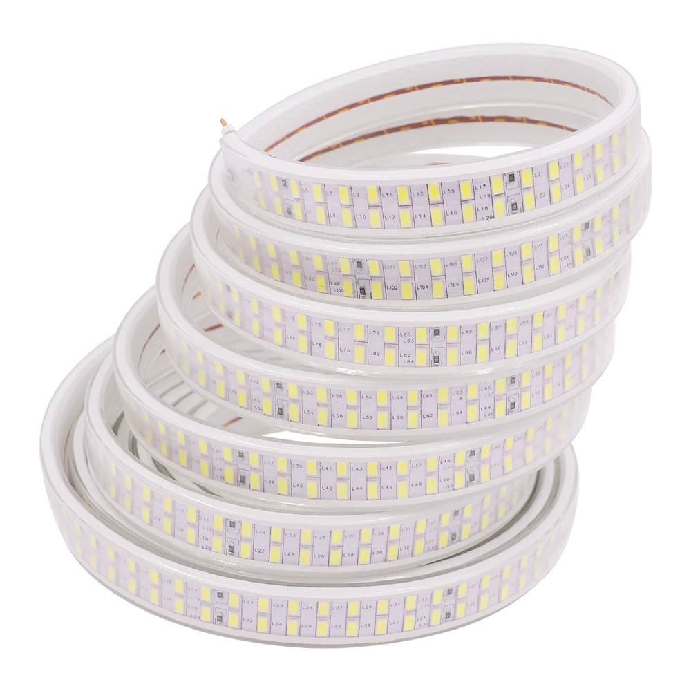 Super Bright 220V 5730 LED Strip Light Double Row 240LEDs/M LED Tape Ribbon WIFI Control IP67 Waterproof Rope Lamp With Dimmer