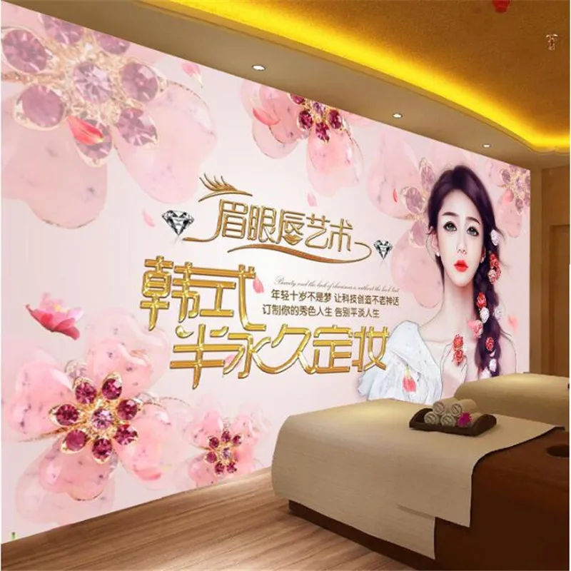 

Korean Semi-permanent Makeup Tattoo Shop Background Mural Wall Paper 3D Beauty Salon Nail Shop Industrial Decor Wallpaper 3D