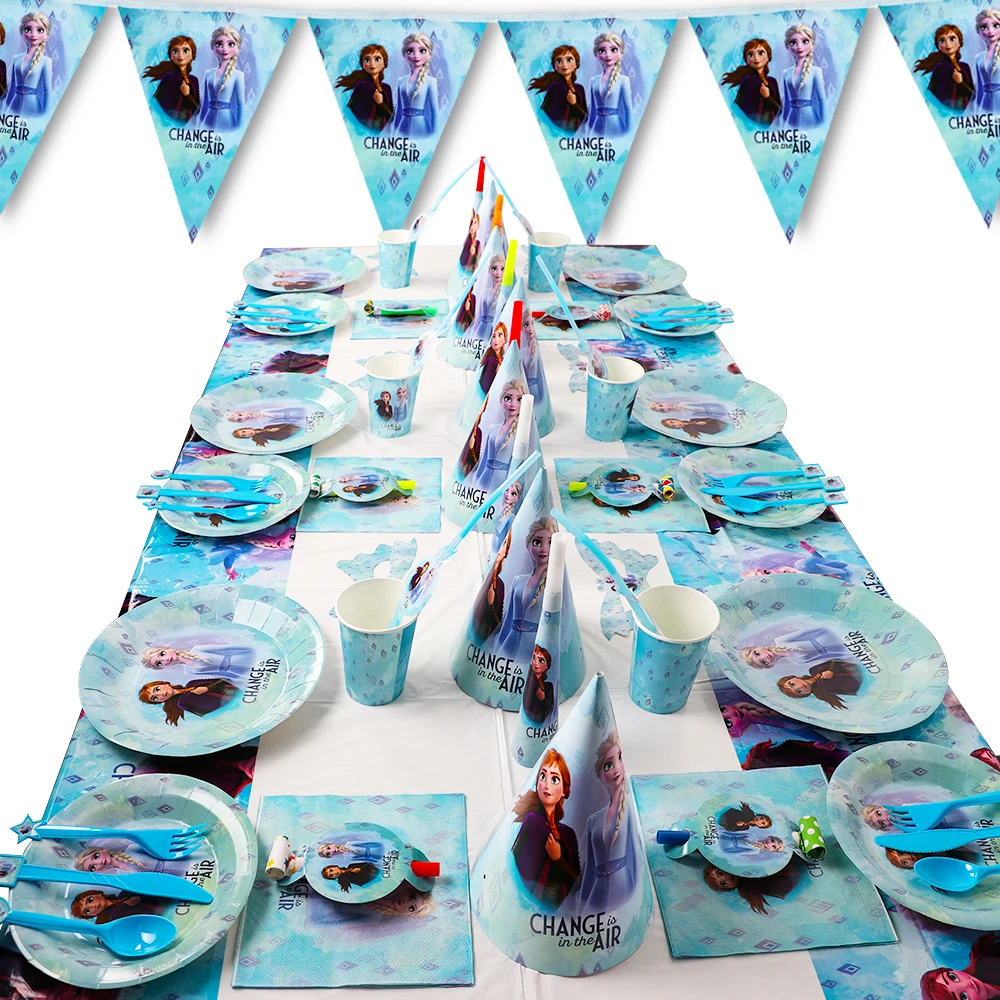 

Disney Princess Frozen Balloon Party Disposable Tableware Paper Cup Plate Napkin Birthday Hat Decorations Girls Christening