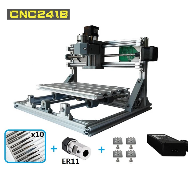 Macchina per incisione Laser CNC Mini router di legno a 3 assi incisore Laser strumento Hobby fai da te ER11 GRBL AC110V 220V CNC2418 macchina per incidere