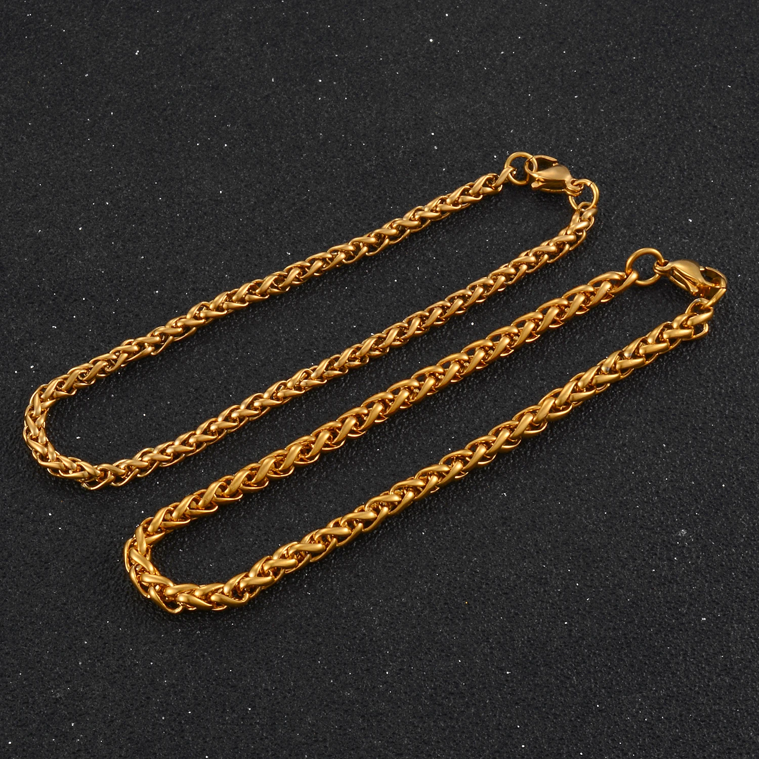 Waterproof Stainless Steel Wheat Chains Bracelet Gold Color High Quality Jewelry For Men And Women In Various Colors