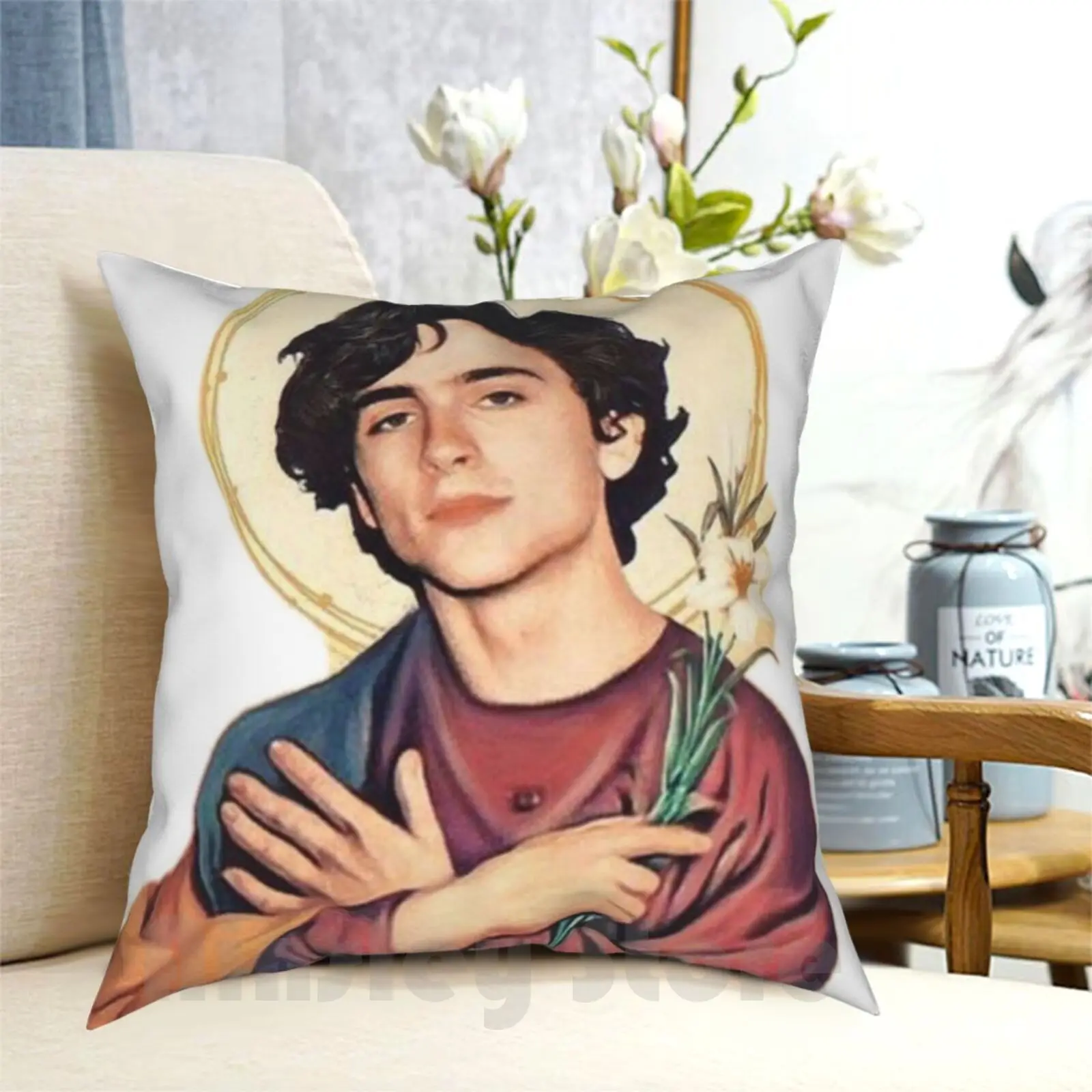 Timothee Chalamet Saint / God Sticker Pillow Case Printed Home Soft Throw Pillow Timothee Chalamet Lil Timmy Tim Timmy T