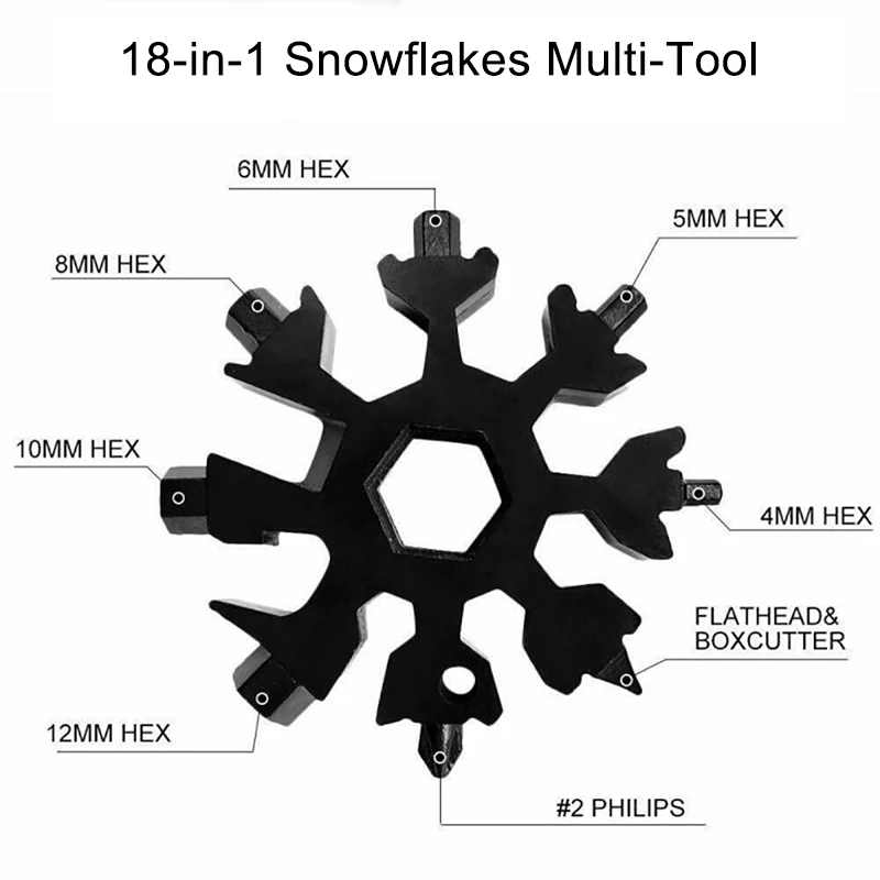 18-in-1 Snowflake Wrench Alloy With Key Ring Keychain Allen Wrench Multifunction Combination Tool Home Outdoor Camping Hike