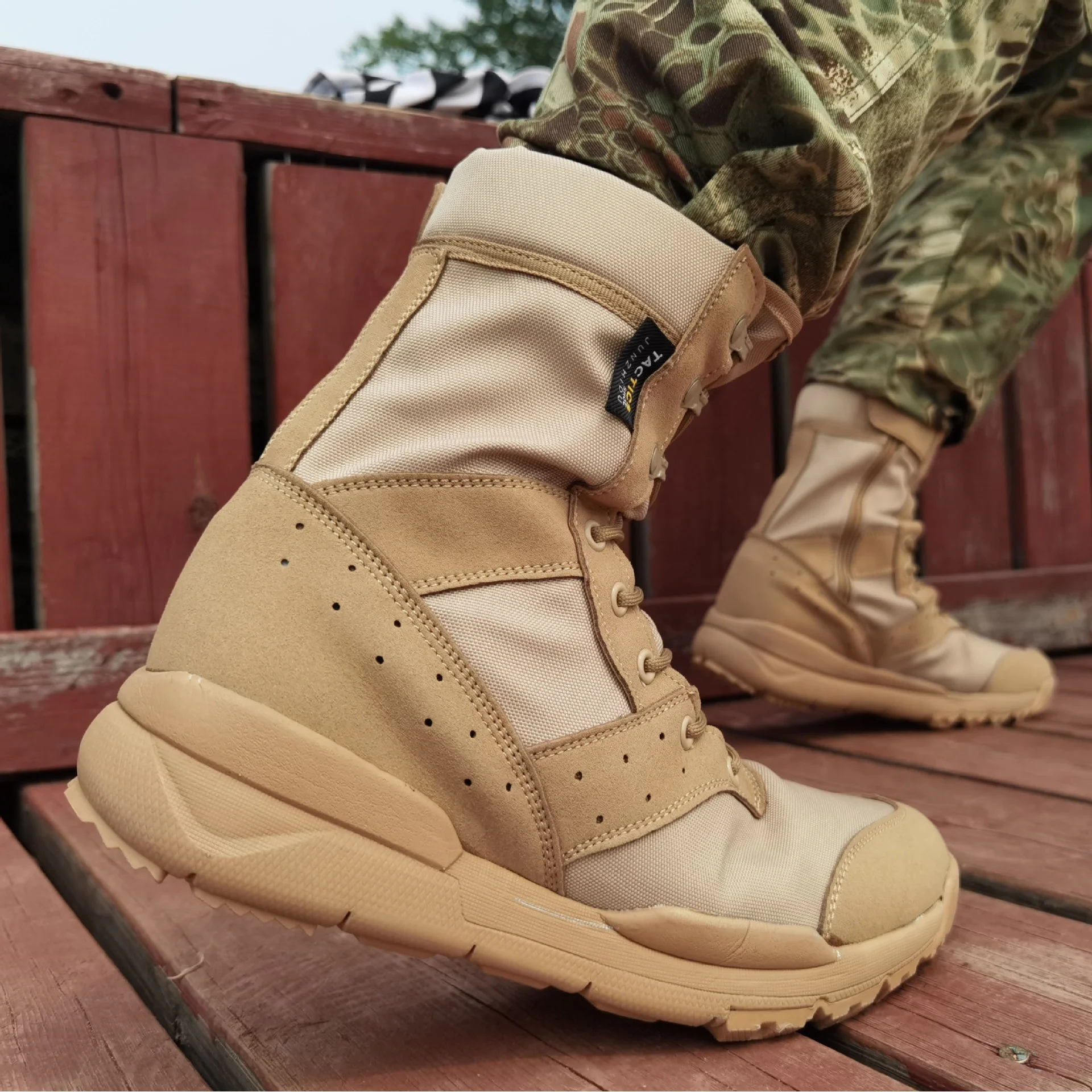 Botas militares ultraligeras con cremallera para hombre y mujer, zapatos de escalada al aire libre, entrenamiento táctico, malla transpirable,